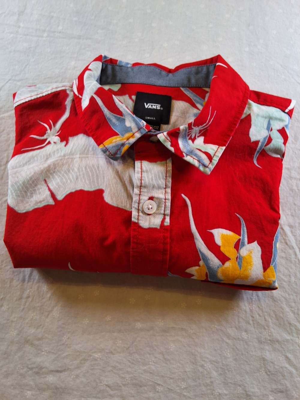Vans Red Floral Short-Sleeve Button-Up Shirt